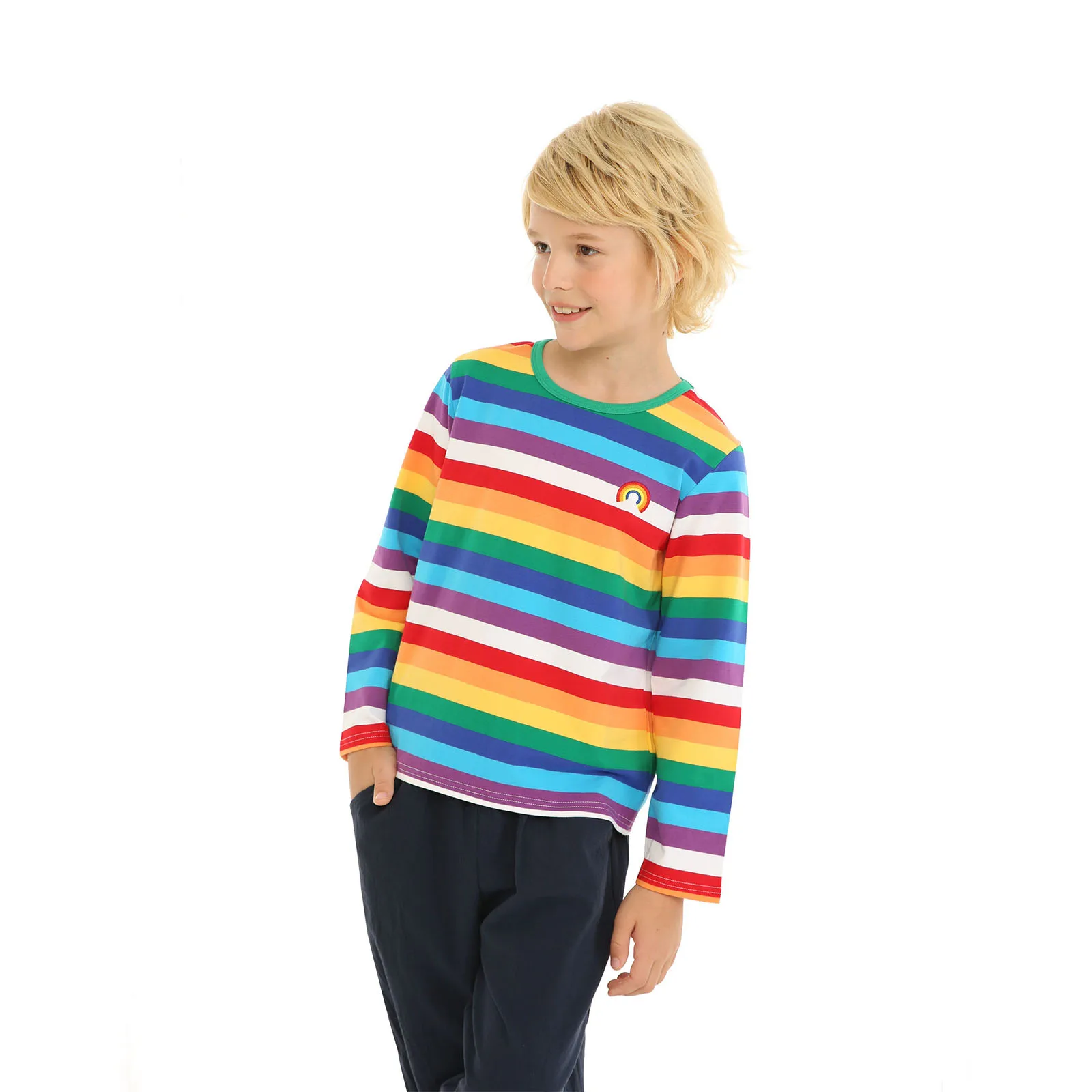 Top Trends: Mudkingdom Kids Rainbow T-Shirts Cute Stripe Boys Tee Shirts Girls Tshirts Long Sleeve Cotton Sweatshirt Pullovers Tops Clothes Shoppable Styles - Image 5