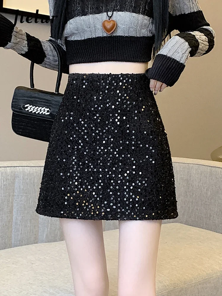 Top Trends: Jielur Autumn New High Waist Slim A-line Skirts Female Slim Fashion Street Tight Hip Skirts Black White Pink Korean Women Skirts Shoppable Styles