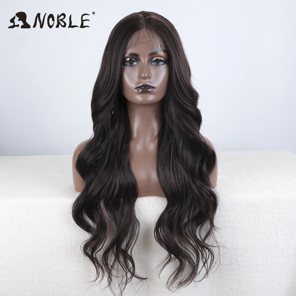 Top Trends: Noble Synthetic Lace Front Wigs For Women Super Long Body Wavy With Baby Hair Lace Wig Brown Ombre Cosplay Wigs Heat Resistant Shoppable Styles