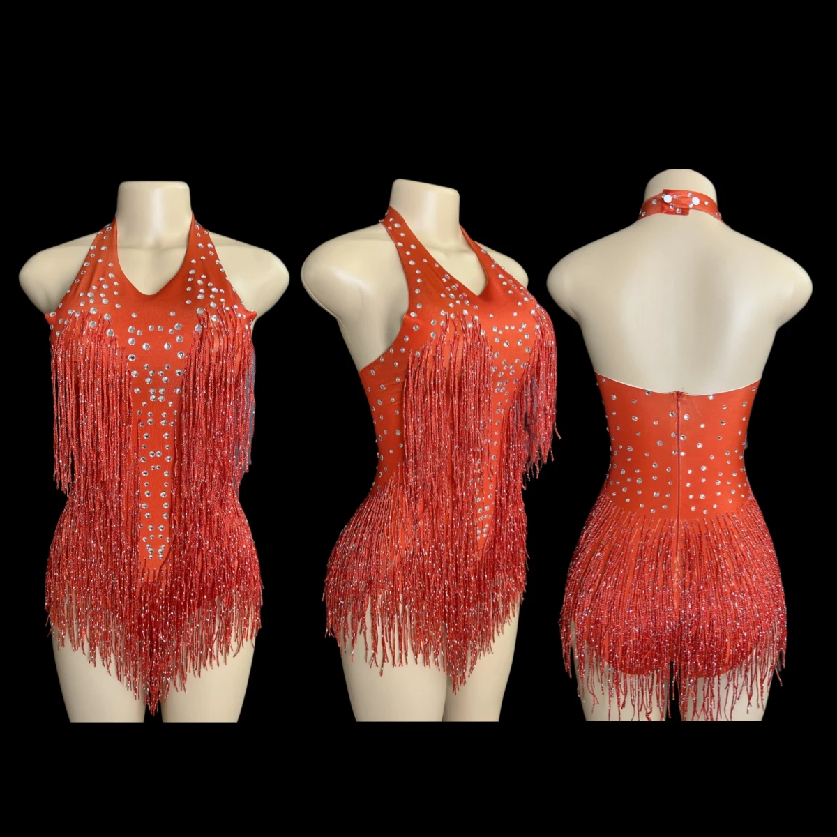 Top Trends: Sparkly Rhinestones Fringe Bodysuit WomenVightclub Party Dance Costume Stage Wear SexyTassel Leotard Performance Clothing 7G Shoppable Styles