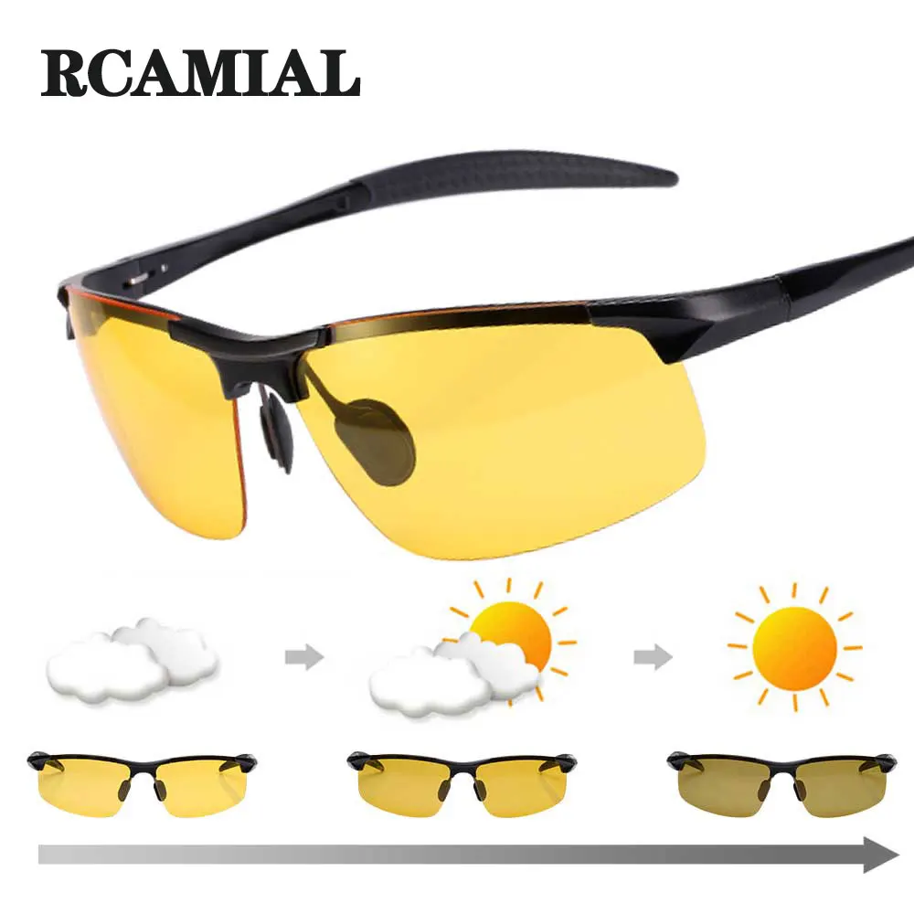 Top Trends: RCAMIAL Night Vision Glasses Photochromic Sunglasses Yellow Polarized Lens UV400 Driving Goggles For Car Drivers Sport Men Women Shoppable Styles