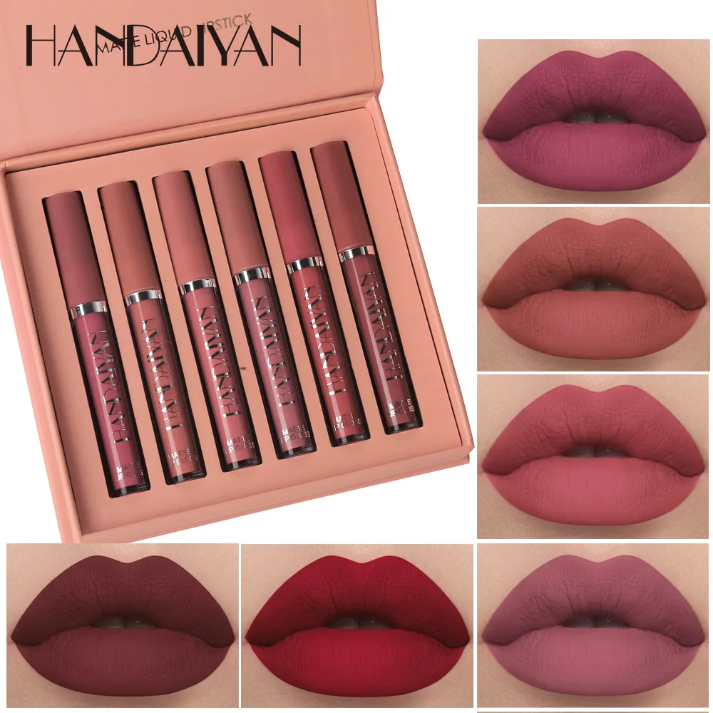 Top Trends: HANDAIYAN 6Pcs Liquid Velvet Matte Lip Gloss Red Lipstick Nude Makeup Women Long Lasting Waterproof Beauty Cosmetics Shoppable Styles