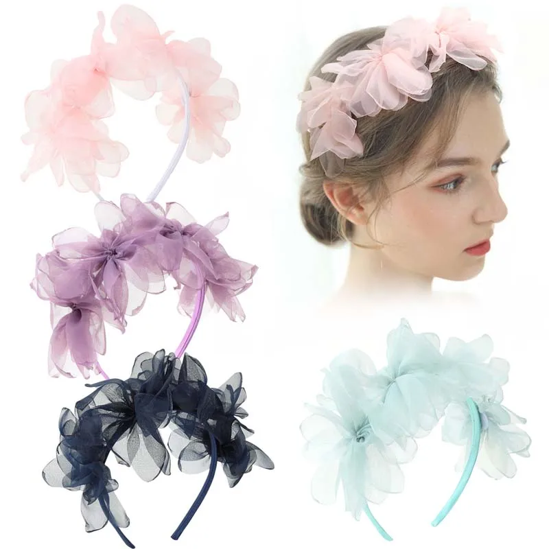 Top Trends: Ncmama Summer Mesh Flower Headband For Women Sweet Girls Hairband Hair Hoop Princess Ladies Headdress Boutique Hair Accessories Shoppable Styles