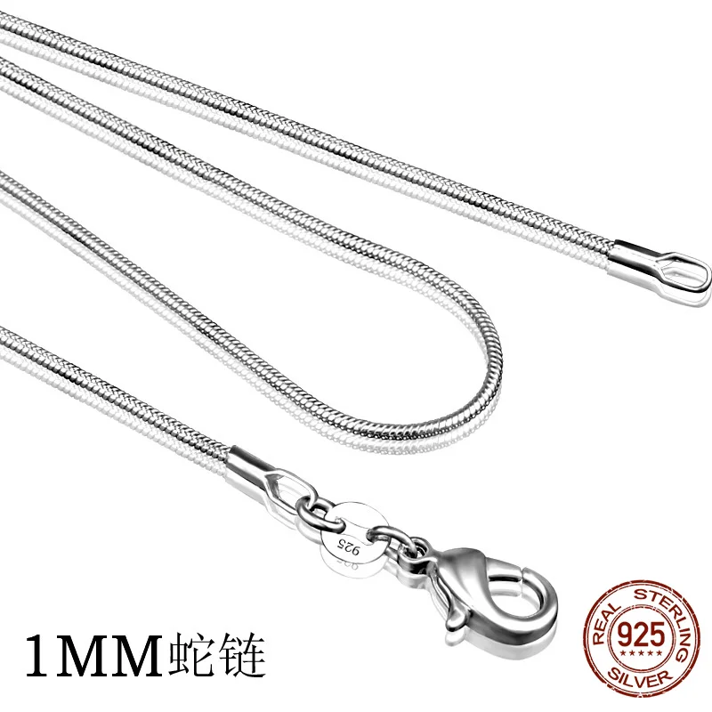 Top Trends: 925 Sterling Silver 1mm Snake Chain Necklace For Men Silver Fashion Jewelry Women Necklace 16 18 20 22 24INCH Shoppable Styles