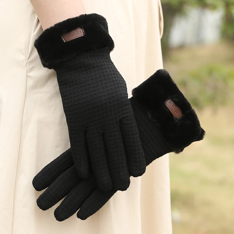 Top Trends: Winter Women Gloves Plus Velvet Padded Warm Cycling Driving Non-slip Touch Screen New Ladies Gloves Emo Shoppable Styles - Image 3