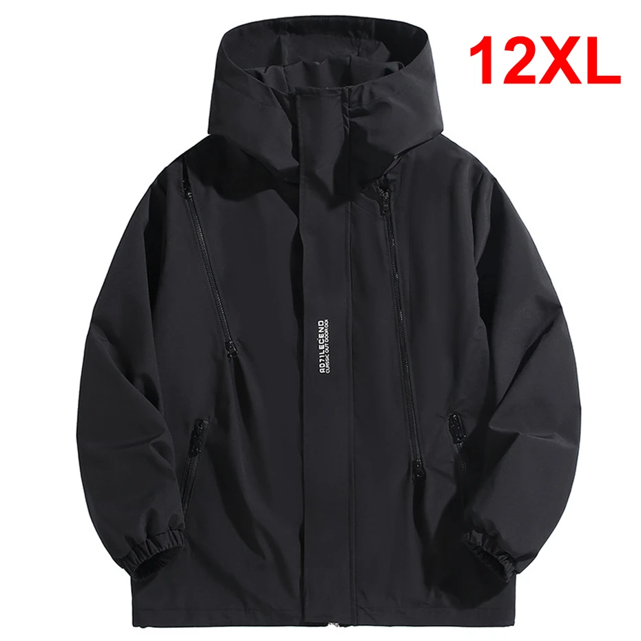 Top Trends: 10XL 12XL Plus Size Windbreaker Men Waterproof Jacket Solid Color Black Windbreaker Coats Male Big Size Outdoor Outerwear Shoppable Styles