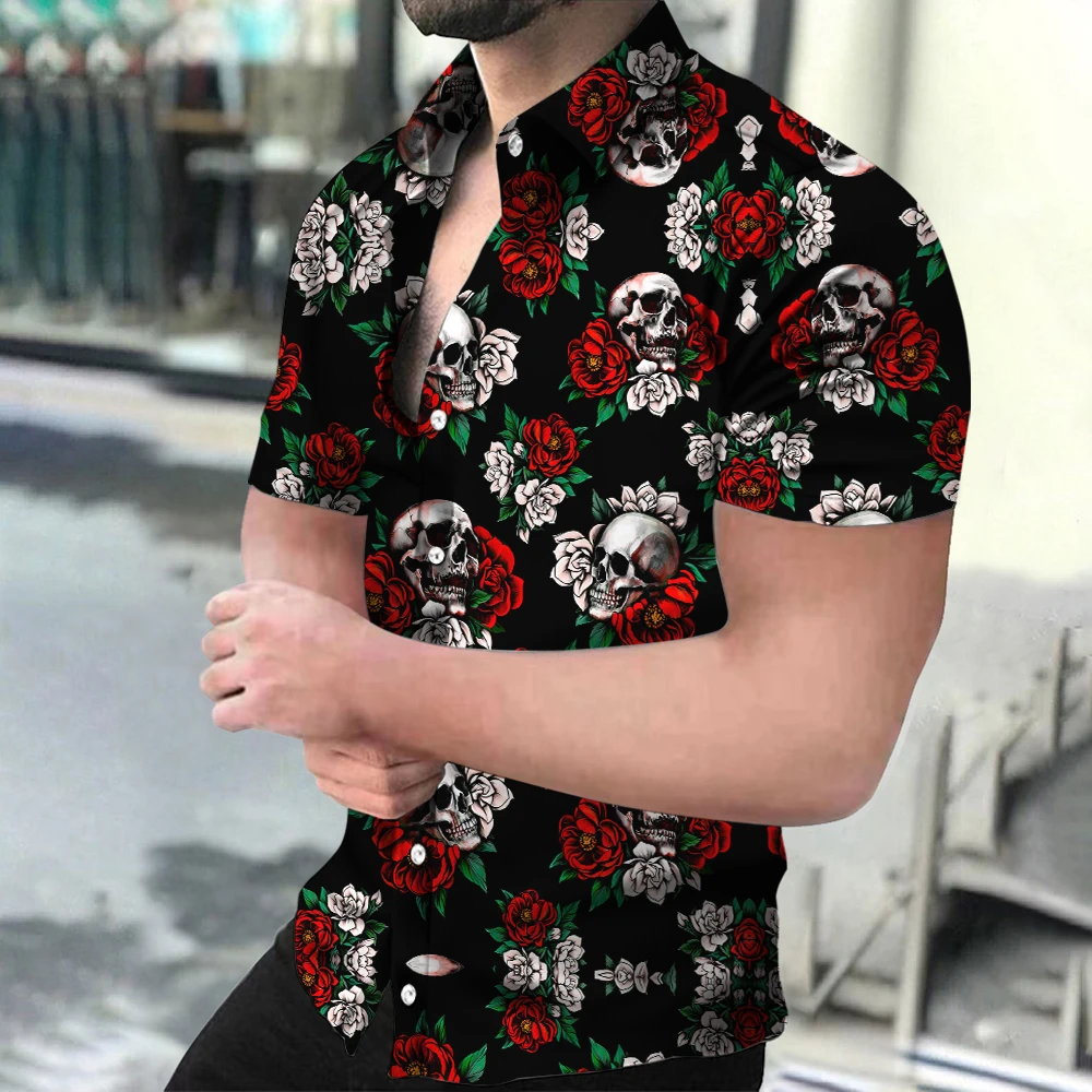 Top Trends: Skull Men'S Shirt Short Sleeve Summer Hawaiian Shirt Man 2023 Oversized Retro Shirt For Man 3d Print Summer Men Clothing Tops Shoppable Styles