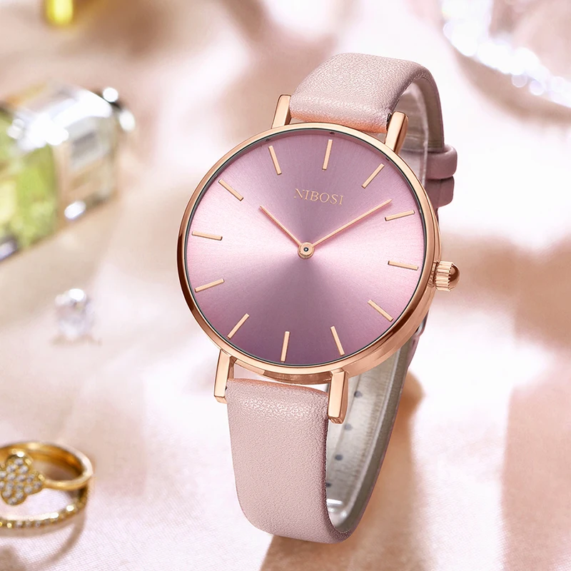 Top Trends: NIBOSI Women Dress Watch Fashion Casual Leather Simple Ladies Watches Pink Quartz Wristwatches Female Clock Relogio Feminino Shoppable Styles