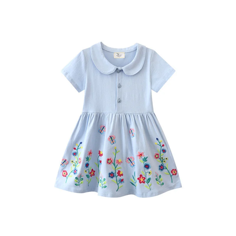 Top Trends: Jumping Meters 2-8T New Arrival Princess Girls Dresses Collar Floral Embroidery Hot Selling Toddler Kids Frocks Costume Baby Shoppable Styles