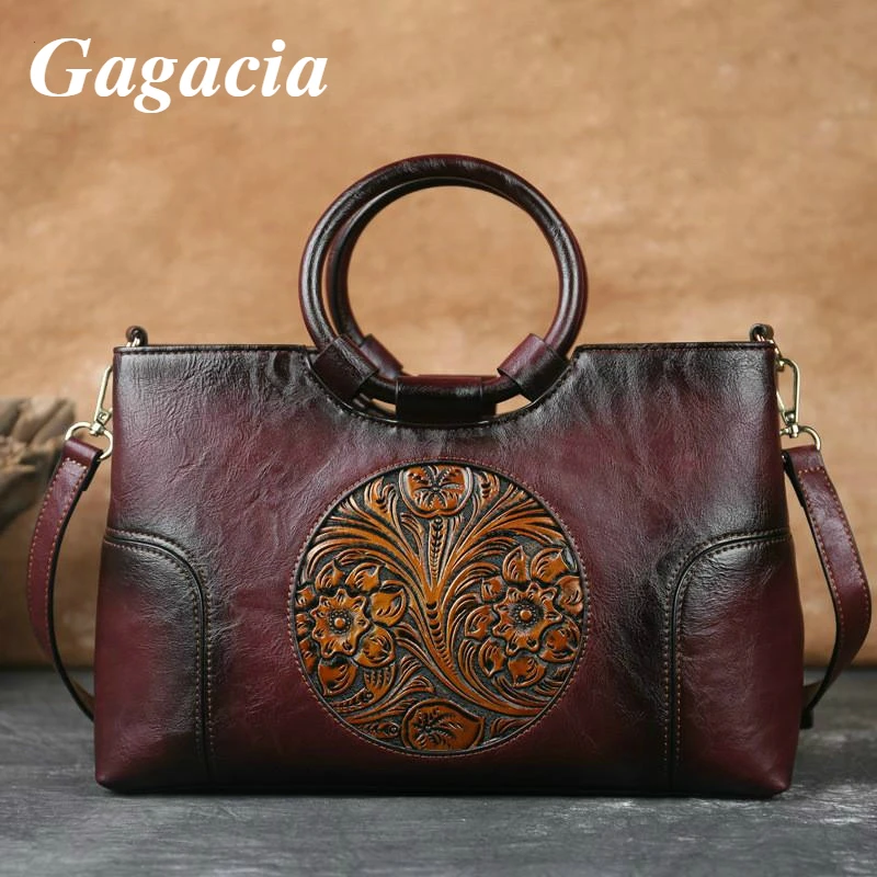 Top Trends: GAGACIA Women's Handbags Ladies High Quality Leather Shoulder Bag For Woman New Chinese Style Handmade Embossed Female Hand Bags Shoppable Styles