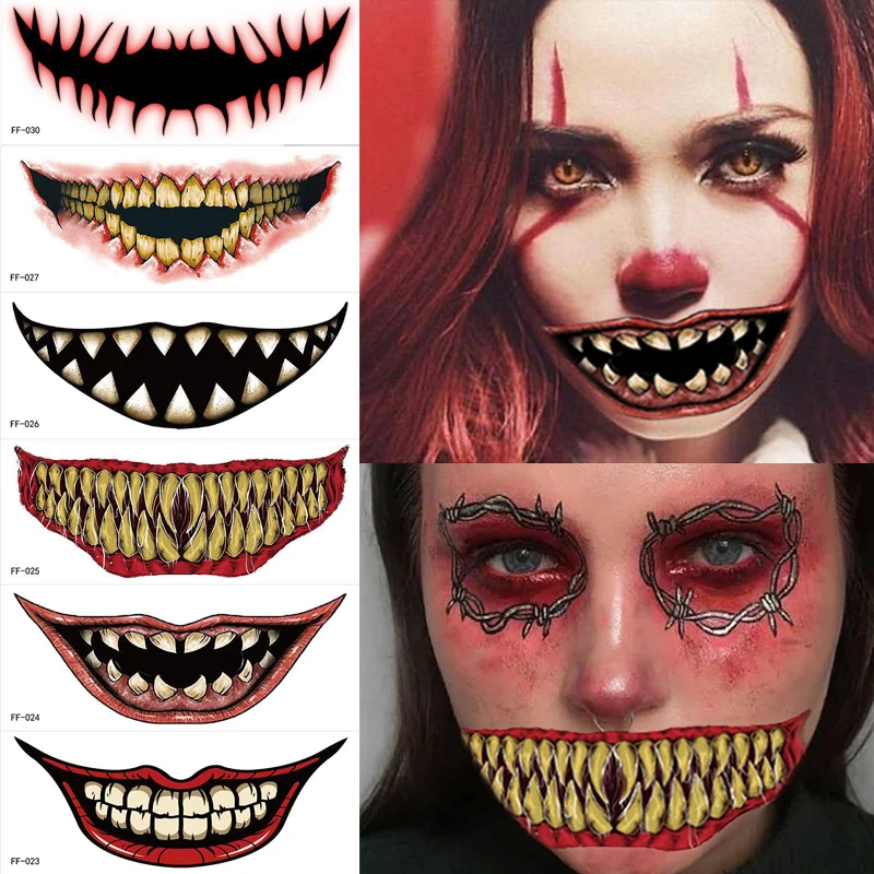 Top Trends: Face Festival Tattoo Stickers Halloween Temporary Waterproof Costume Party Festival Stickers Makeup Body Arm Tattoo Decoration Shoppable Styles