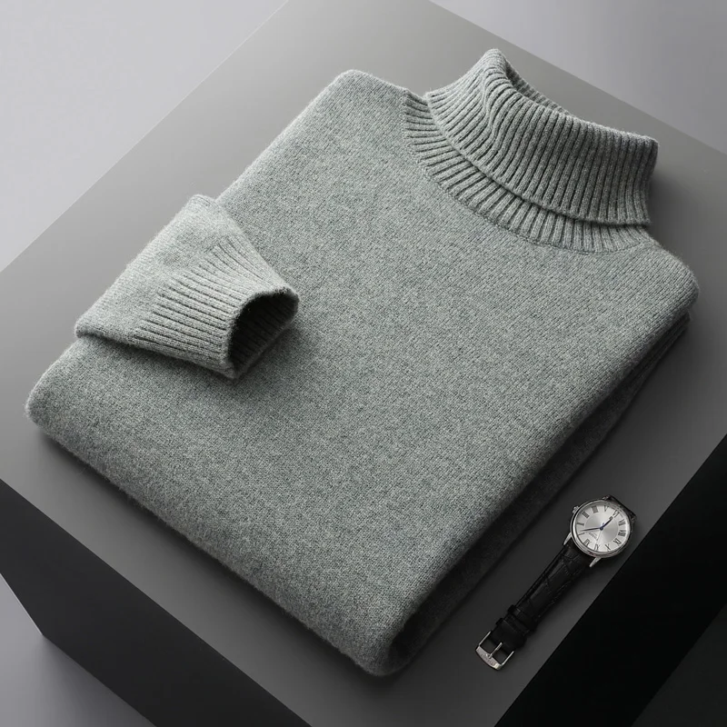 Top Trends: Autumn And Winter New Cashmere Sweater Men&#039;s Turtleneck Thickened 100% Pure Wool Sweater Youth Loose Top Warm Knit Coat Shoppable Styles