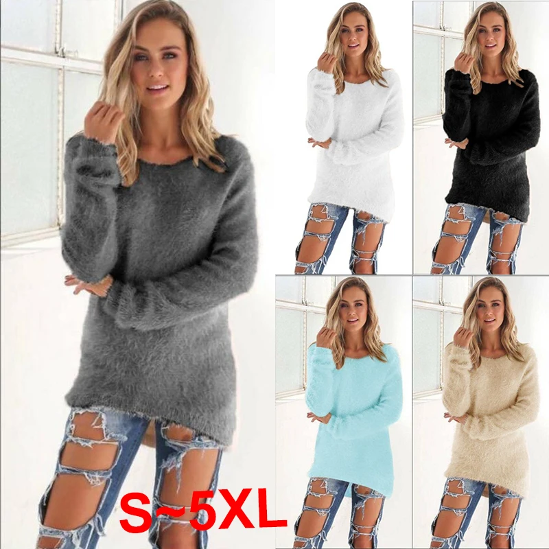 Top Trends: Plus Size Fashion Women's Loose Sweater Long Sleeve Plush Plush Warm Pullover Solid Color Round Neck Top Pullover Sweater Shoppable Styles