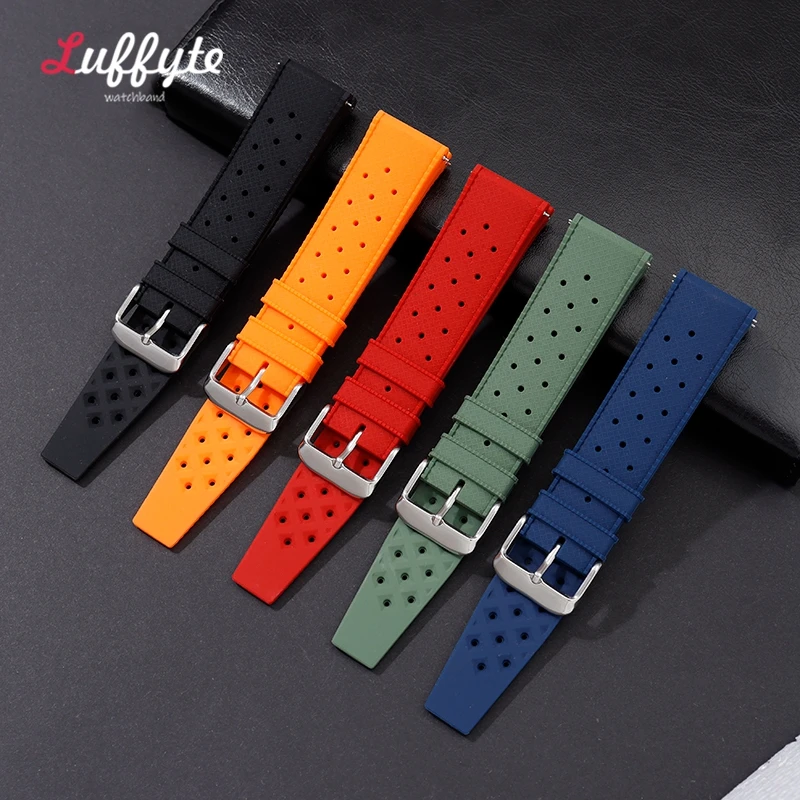 Top Trends: Tropical Rubber Watch Strap Quick Release Watch Band 18mm 20mm 22mm Silicone Tropic Strap Waterproof Diving Smart Watch Strap Shoppable Styles