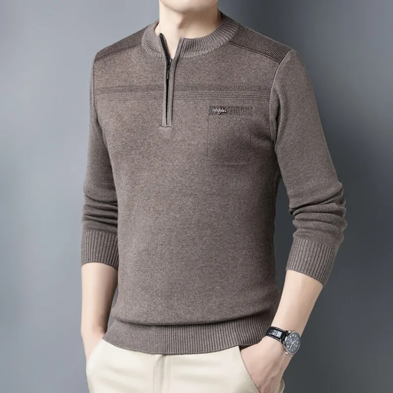 Top Trends: 2023 New Men's Fashion Casual Round Neck Zipper Pullover Sweater Solid Color Simple Versatile Men's Sweater Knitwear Shoppable Styles