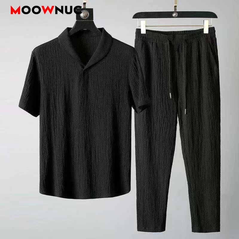 Top Trends: Summer New Men's Casual Sets T-Shirts + Pants Sportswear Jogger Male Fashion Tracksuits Sweatshirt Hombre Fit MOOWNUC Shoppable Styles