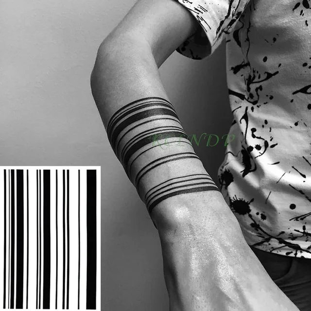 Top Trends: Waterproof Temporary Tattoo Sticker Stripe Bar Code Streak Line Fake Tatto Flash Tatoo Totem Back Leg Abdomen Arm For Men Women Shoppable Styles