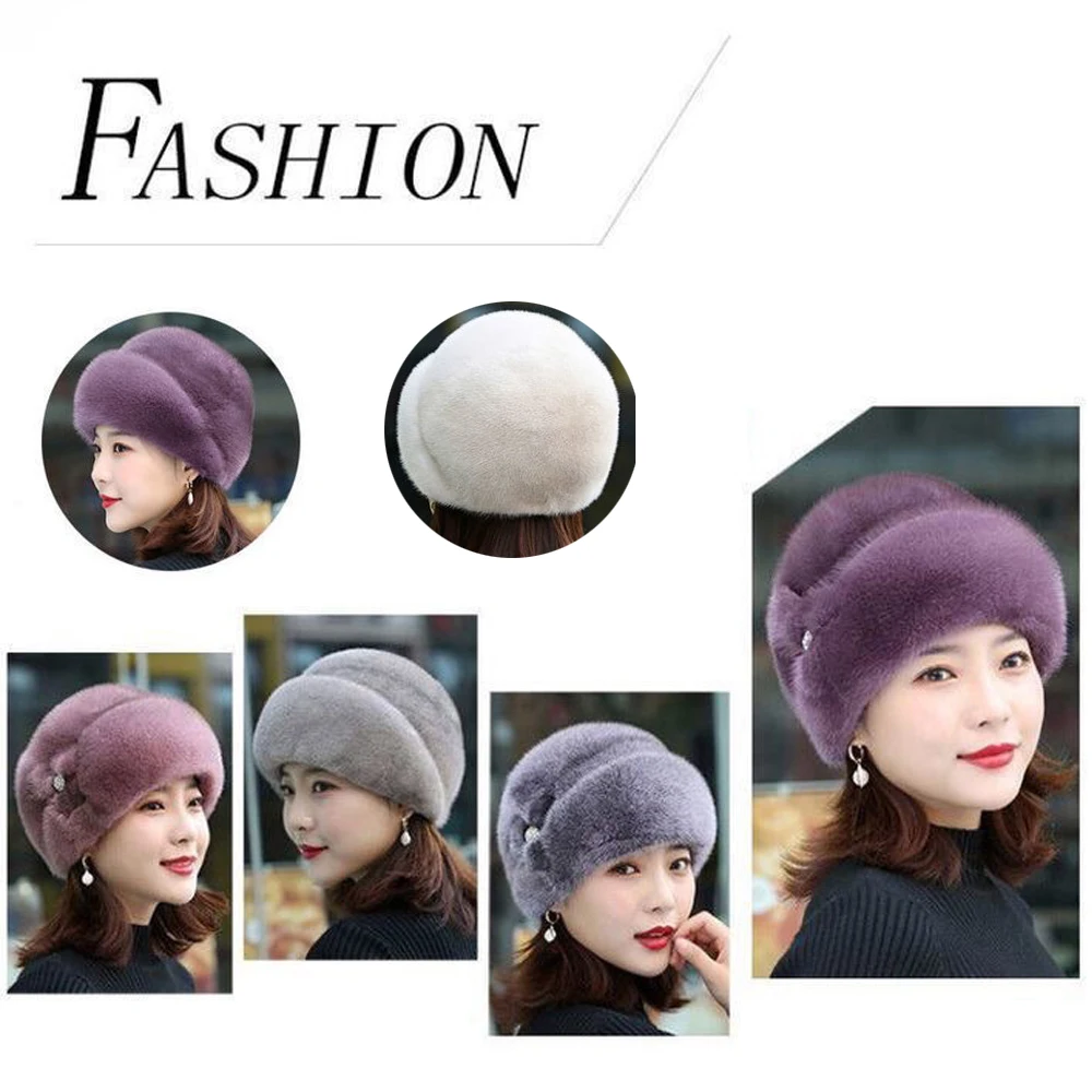 Top Trends: Winter Women Faux Mink Fur Hats Natural Fur Warm Caps Soft Imitation Fur Hat Ladies Beanie Female Thicken Plush Bonnet Hats Shoppable Styles - Image 6