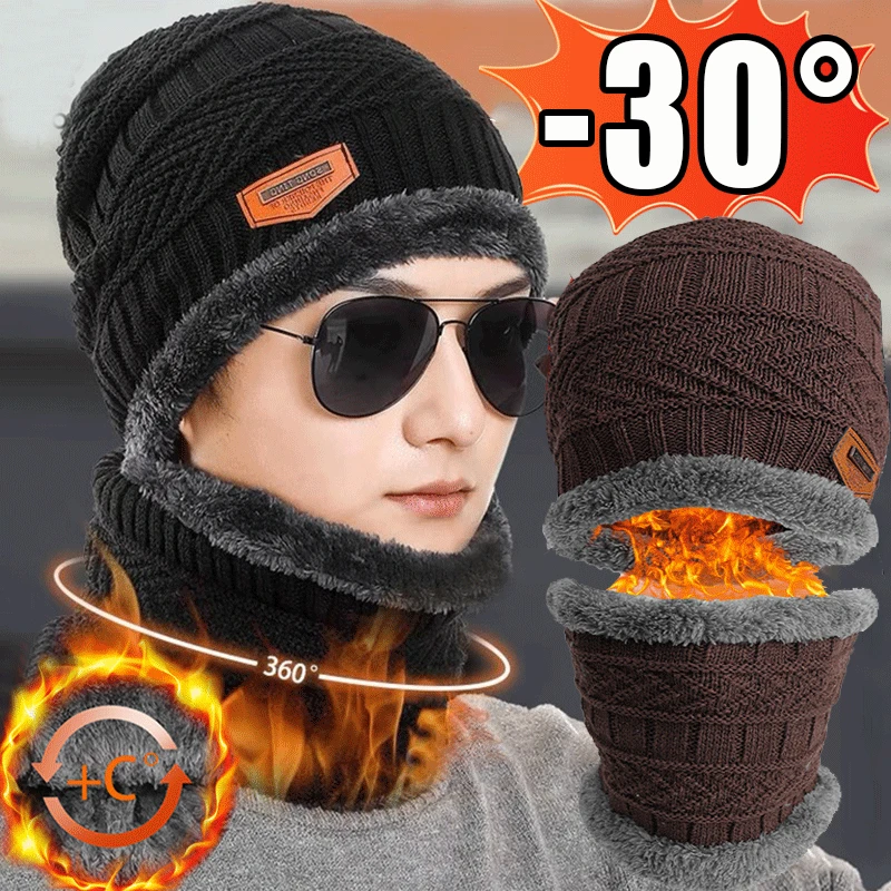 Top Trends: Winter Beanie Hat For Men Knitted Hat Winter Cap Beanie Women Outdoor Thick Wool Neck Scarf Caps Balaclava Mask Bonnet Hats Set Shoppable Styles