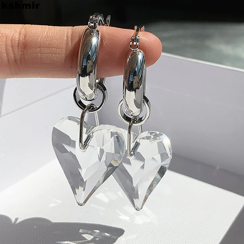 Top Trends: Kshmir Fashionable Advanced Design Metal Transparent Imitation Crystal Earrings Women's Light Luxury Earrings Drop Earrings Shoppable Styles