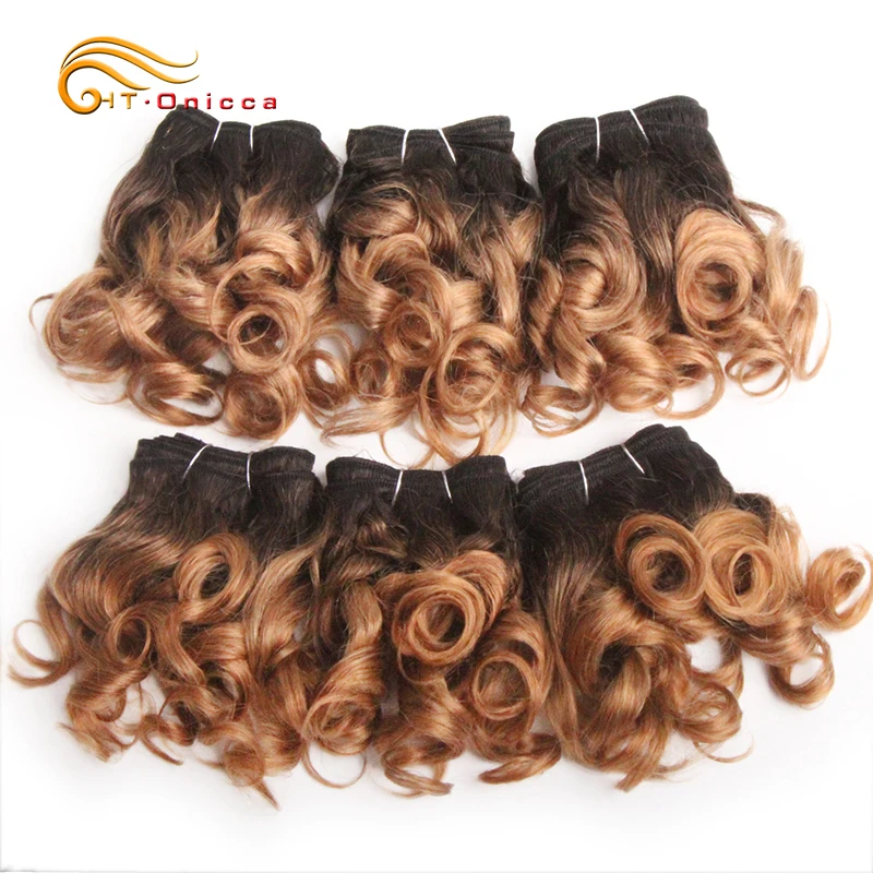 Top Trends: 6 Pcs / Lot Curly Hair Bundles 8 Inch Ombre Brazilian Hair Weave Bundles Color 1B / 2 / 4 / 30 / 33 / 99J / 27 Human Hair Extension Remy Shoppable Styles