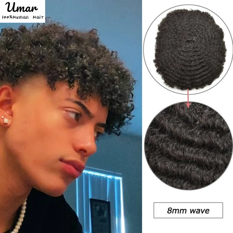 Top Trends: Male Hair Prosthesis Wigs 10mm Curly Toupee For Men Durable Full Skin Hair System Unit For Black Men Shoppable Styles - Image 2