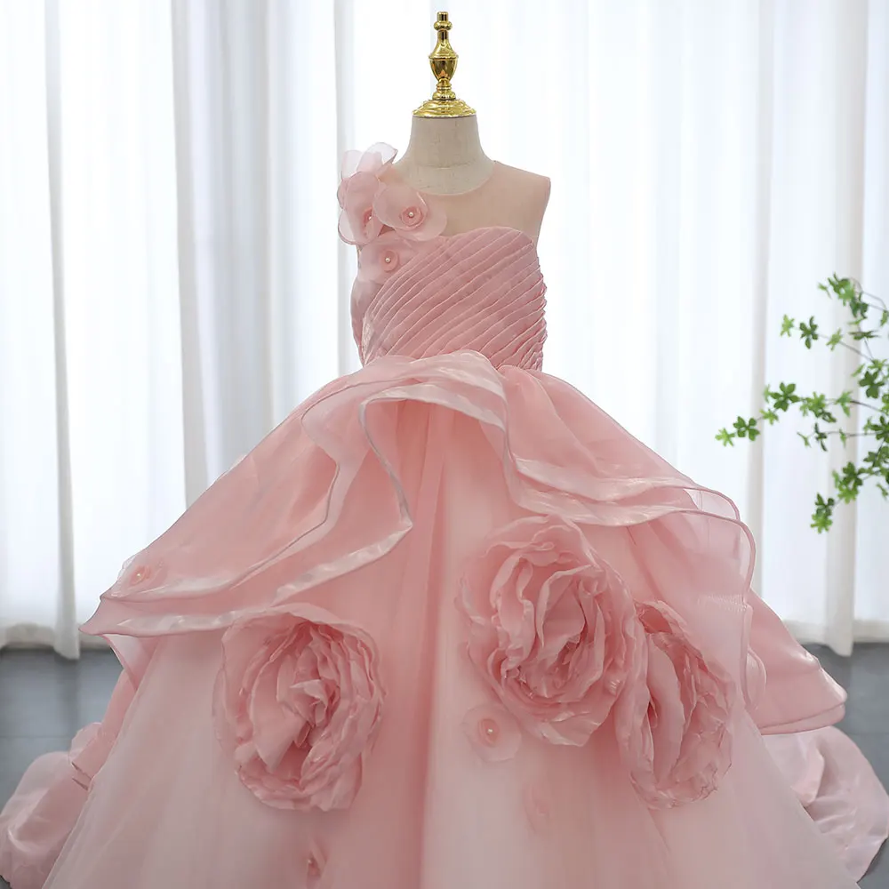 Top Trends: Jill Wish Elegant Blush Pink Girl Dress Arabic 3D Flowers Princess Gown Kids Wedding Birthday Communion Party Quinceañera J252 Shoppable Styles - Image 3