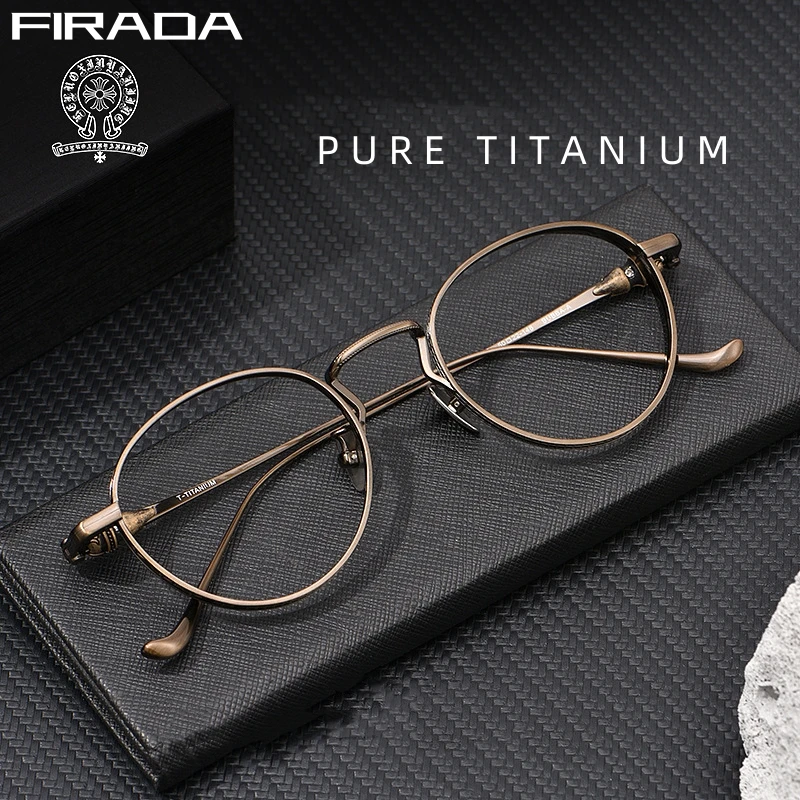 Top Trends: FIRADA Fashion Luxury Glasses New Vintage Round Pure Titanium Eyewear Comfortable Prescription Eyeglasses Frame For Men 315BUBBA Shoppable Styles