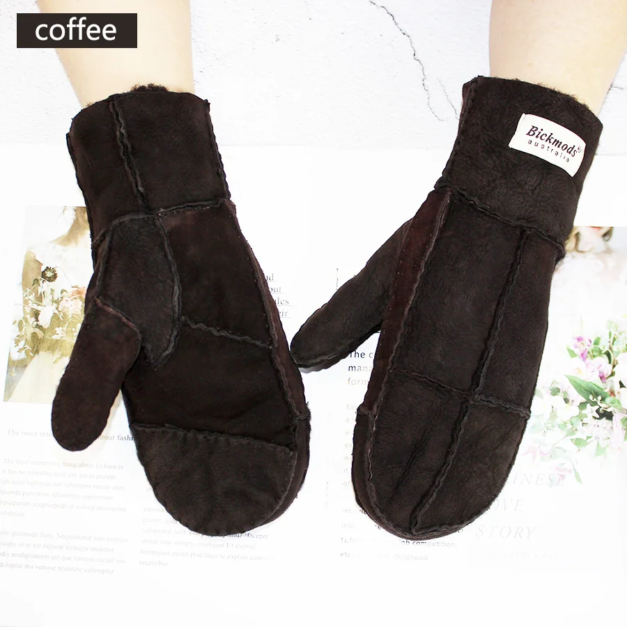 Top Trends: Sheepskin Fur Mittens Women's Ordinary Thick Winter Warm Hand-Stitched Boy Outdoor Windproof Cold Fingerless Gloves Shoppable Styles - Image 4