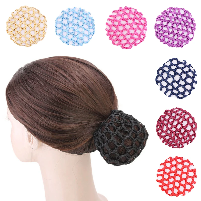 Top Trends: 1PC Bun Cover Hair Accessoires Ballet Dance Elastic Hair Bands Candy Color Crochet Headwear Fashion Women Girls Hair Net 머리끈 Shoppable Styles