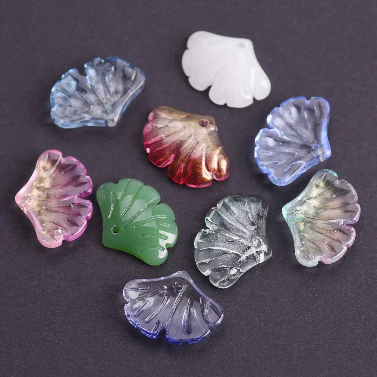 Top Trends: 10pcs Ginkgo Leaf Shape 20x15mm Handmade Lampwork Glass Loose Pendants Beads For Jewelry Making DIY Flower Findings Shoppable Styles