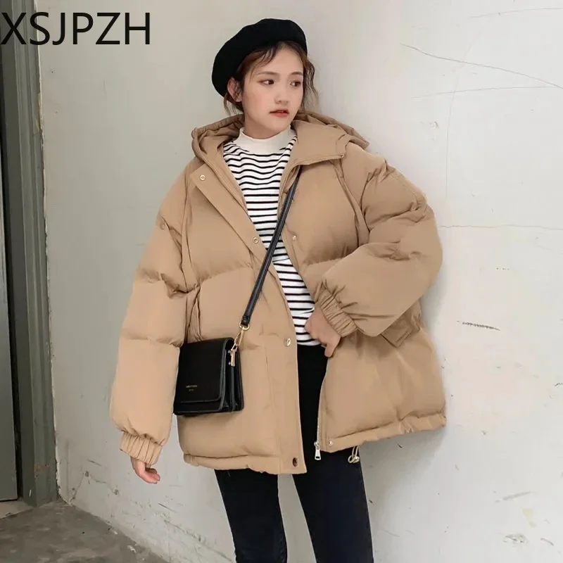 Top Trends: XSJPZH 2023 New Women Short Jacket Winter Parkas Thick Hooded Cotton Padded Jackets Coats Female Loose Puffer Oversize Outwear Shoppable Styles