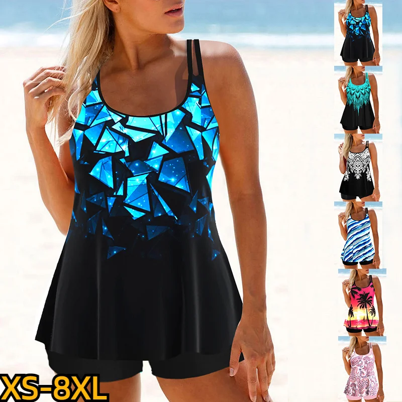 Top Trends: 2023 Summer New Design Printing Beachwear Women's Fashion High Waist Swimsuit Female Two Piece Monokini Ladies Sexy Tankini Shoppable Styles