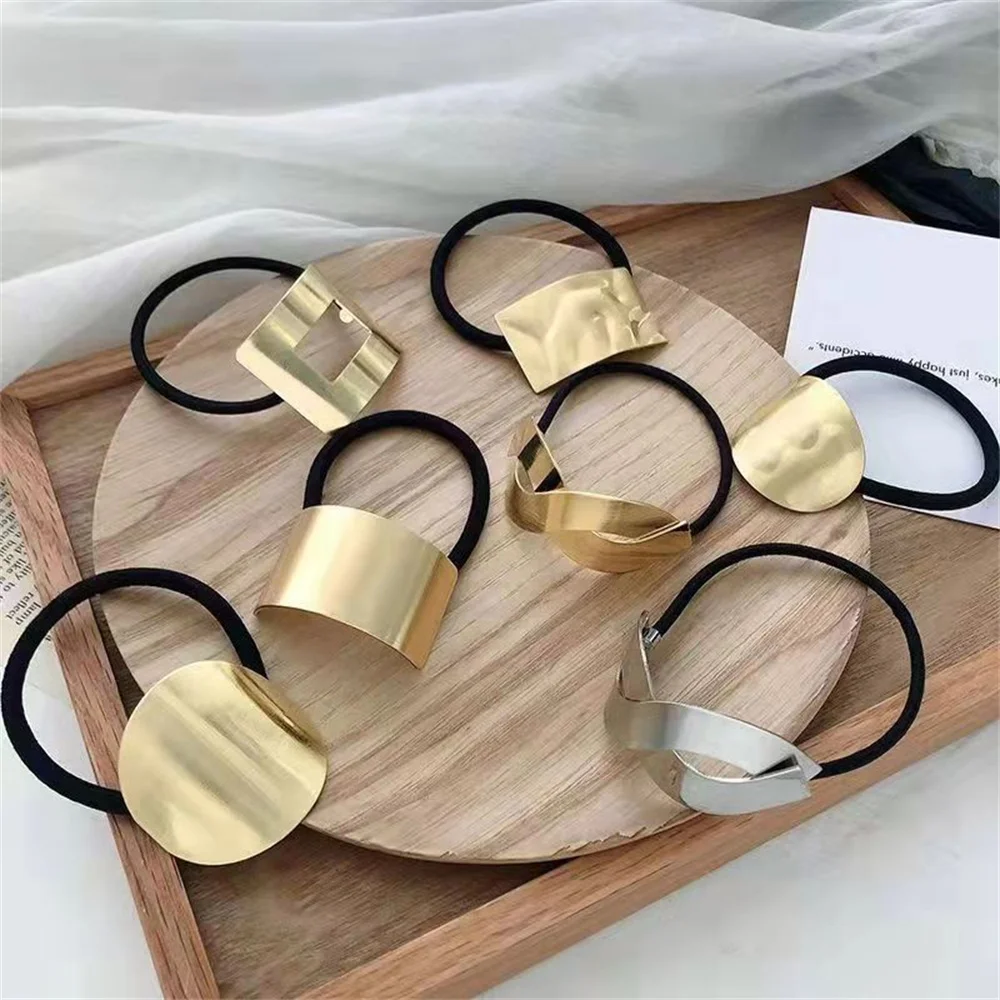 Top Trends: 1PC Fashion Metal Elastic Hair Band Korea Hair Accessories For Girls Women Handmade Hair Tie Head Band Hair Scrunchies Ornaments Shoppable Styles