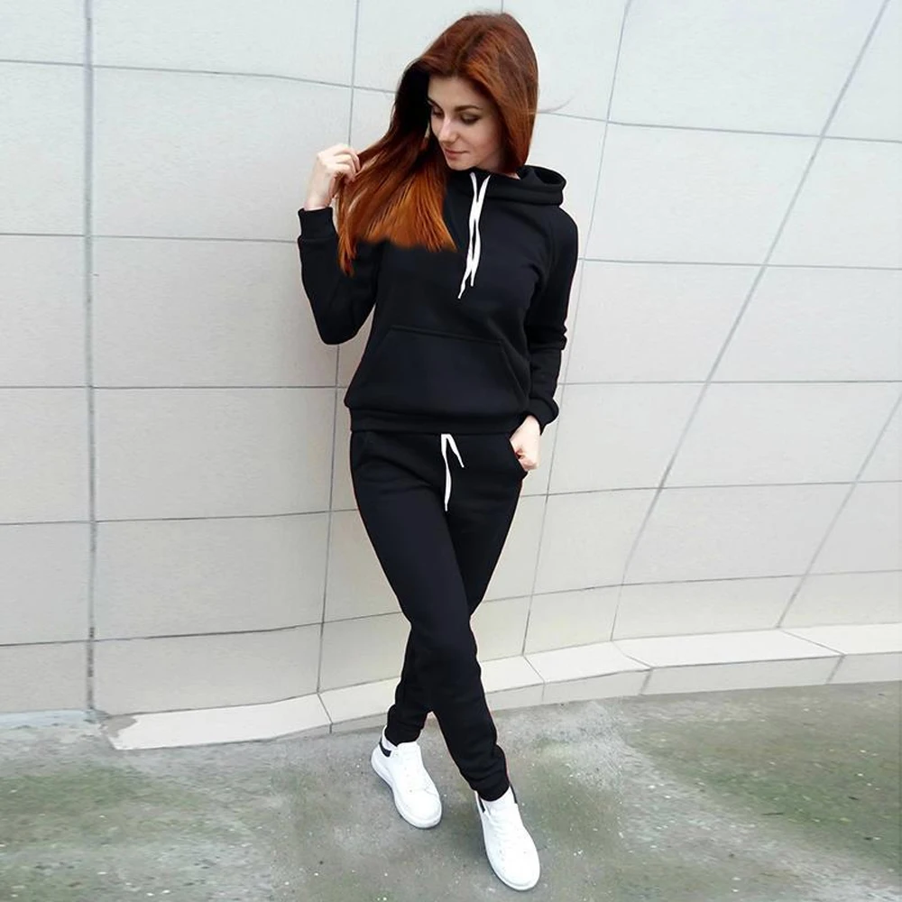 Top Trends: 2023 Women's Hoodie Set Sportswear Solid Color Pullover Hoodie And Sports Pants Set Casual Jogging Sports Set Shoppable Styles - Image 3