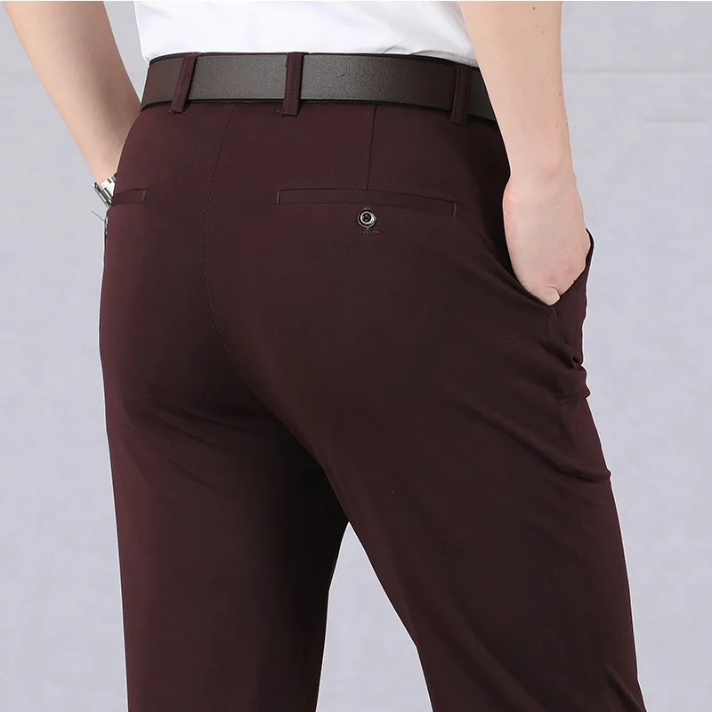 Top Trends: Summer Men's Clothing Trousers Solid Color Thin Thick Casual High Waisted Stretch Breathable Business Casual Long Pants Shoppable Styles - Image 5