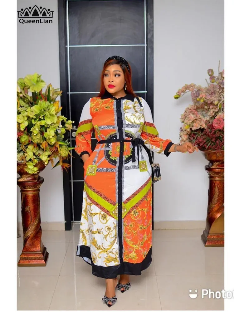 Top Trends: 2024 New Fashion Chiffon Materical Traditional Design African Shirt Collar Long Dress For Lady（F3 #） Shoppable Styles