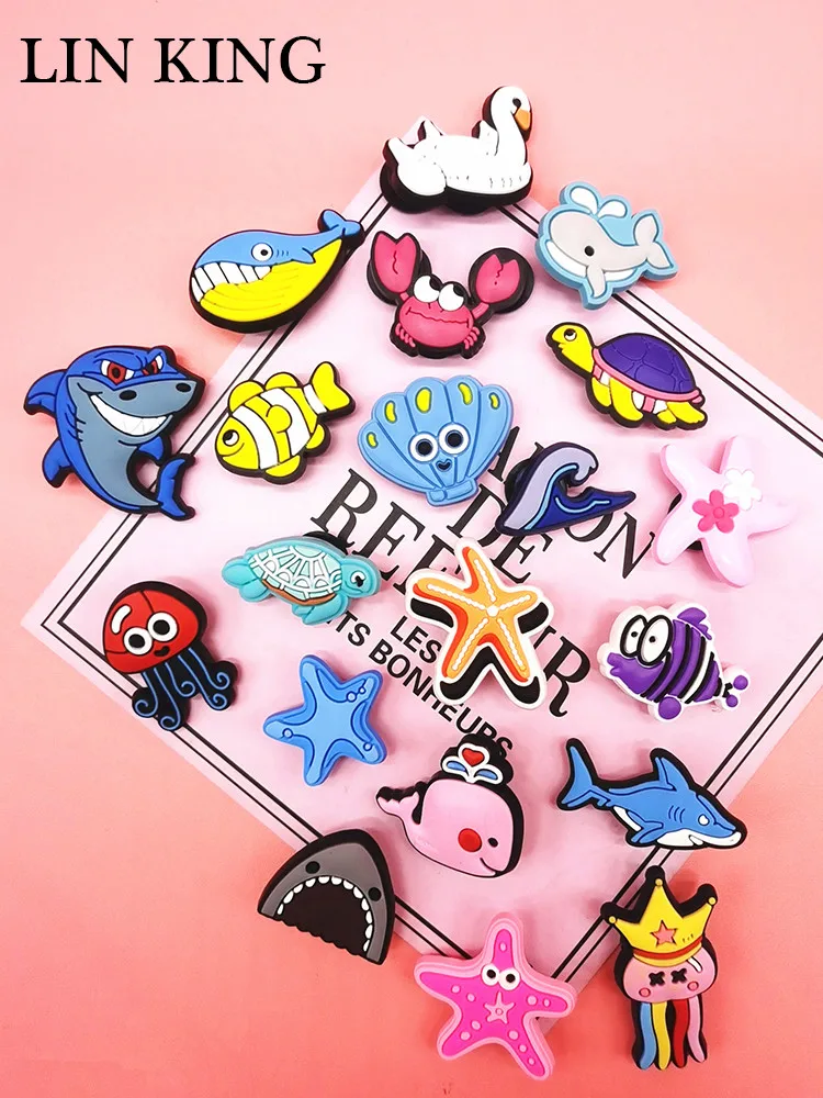 Top Trends: Original Ocean Style Shoe Charms Fish Octopus Shark Cartoon Shoe Buckle Accessories Clog Decoration Croc Jibz Ornaments For Kids Shoppable Styles