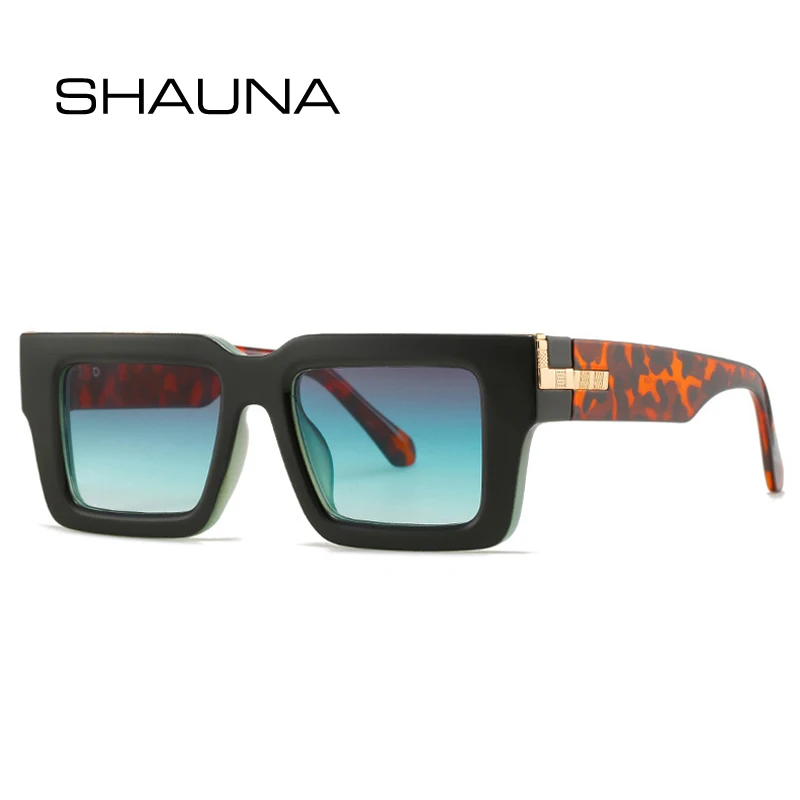 Top Trends: SHAUNA Retro Square Sunglasses Women Fashion Leopard Gradient Shades UV400 Men Shoppable Styles