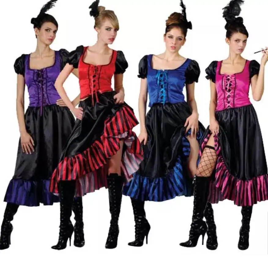 Top Trends: Halloween Costume Dress Red Can Can Fancy Dress Saloon Show Girl Costume Burlesque Wild West Outfit 4 Colors Cow Girl Cosplay Shoppable Styles