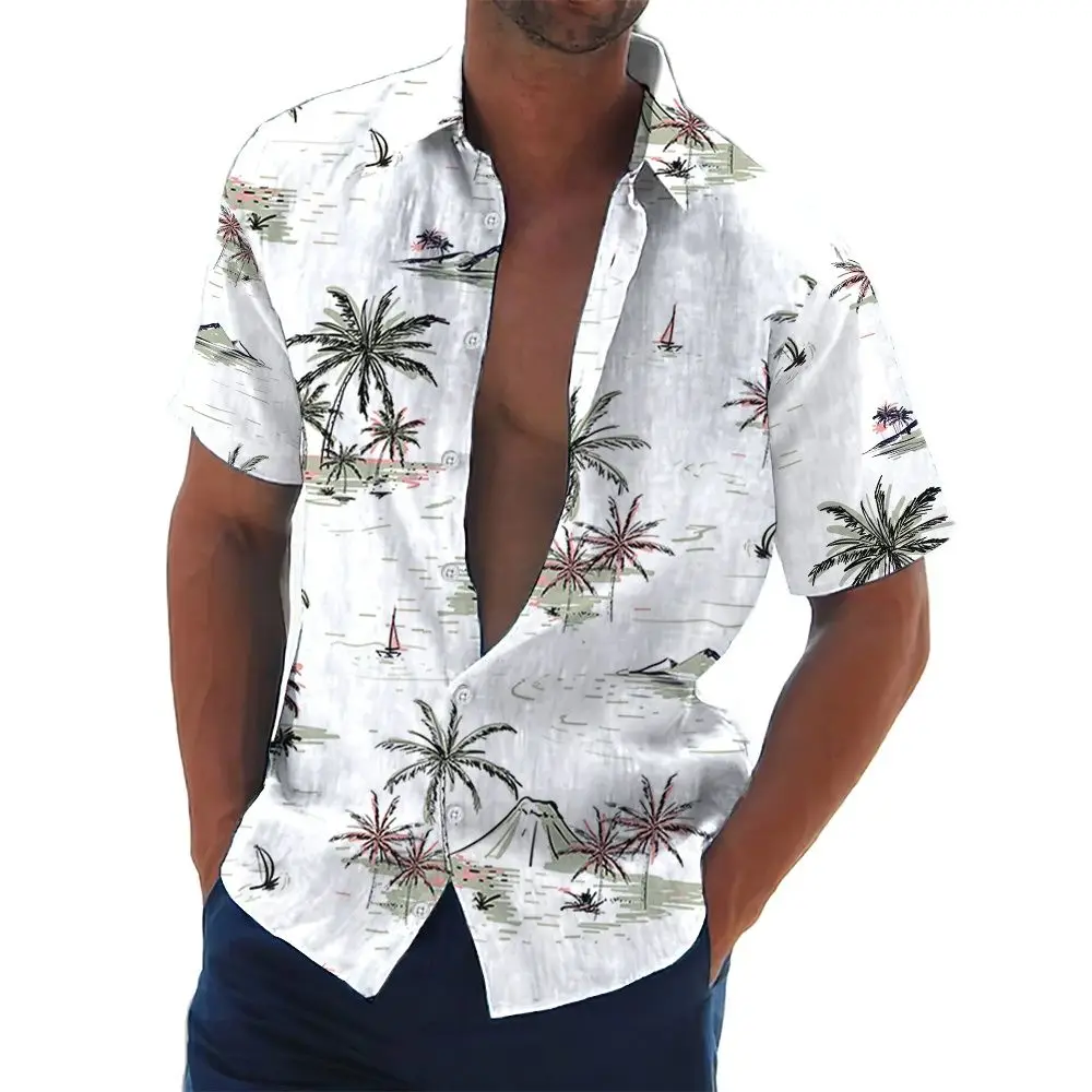 Top Trends: Hawaiian Shirts For Mens 3D Coconut Tree Print Short Sleeve Shirt Blouse Beach Holiday T-Shirts Oversized Tee Shirt Men Clothes Shoppable Styles