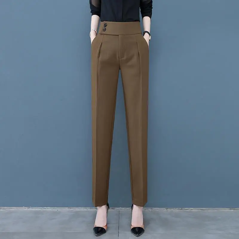 Top Trends: Office Lady Commute Solid Color Straight Suit Pants Autumn Winter New Thick Casual High Waist Trousers Fashion Women's Clothing Shoppable Styles