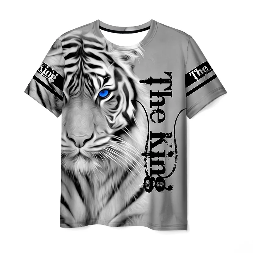 Top Trends: Men's Summer Trend Tiger King 3D Printing Oversized Breathable Top Street Personality Men's And Women's Loose O-Neck T-Shirt Shoppable Styles