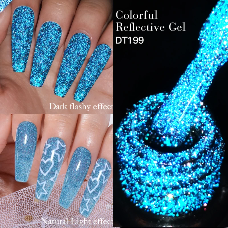 Top Trends: MEET ACROSS 7ml Colorful Reflective Glitter Gel Nail Polish Color Sparkling Sequins Soak Off UV LED Varnish Nail Art Decoration Shoppable Styles