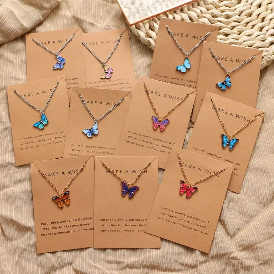 Top Trends: Fashion Butterfly Pendant Necklaces For Women Sweet Simple Multicolor Insect Clavicle Chain Necklace Party Jewelry Accessories Shoppable Styles