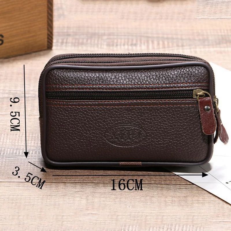 Top Trends: Leather Waist Fanny Pack Men&#039;s Belt Bag Travel Cash Card Holder Wallet Phone Pouch Hip Bum Bag Casual Leather Purse Shoppable Styles