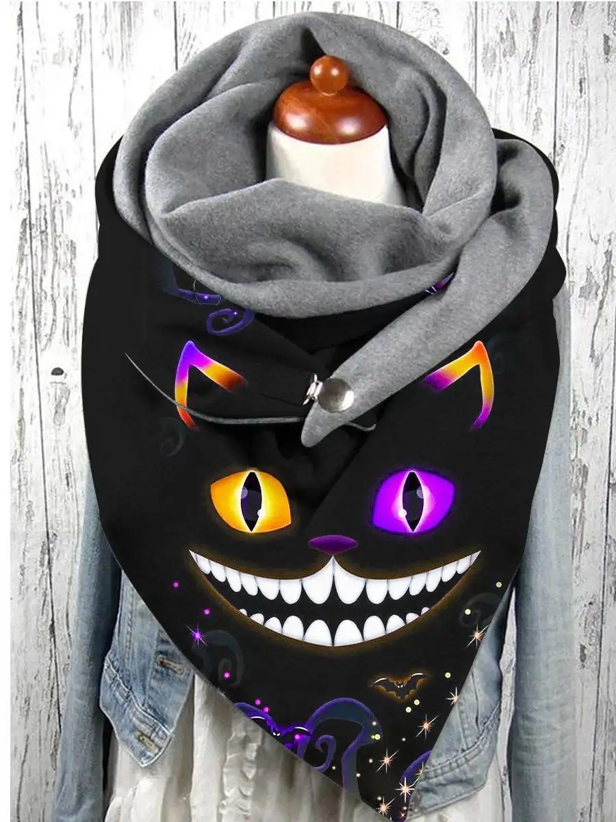 Top Trends: Autumn And Winter Punk Cheshire Cat 3D Print Casual Scarf And Shawl For Women Shoppable Styles