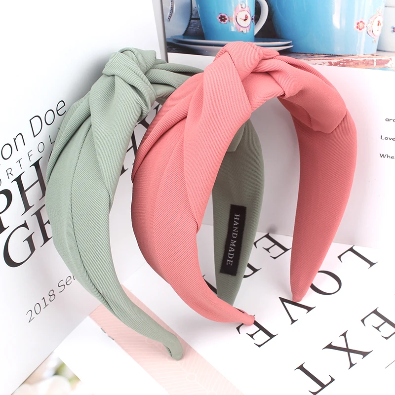 Top Trends: New Fashion Women Headband Solid Color Wide Side Hairband Center Knot Casual Turban Adult Headwear Hair Accessories Shoppable Styles - Image 5