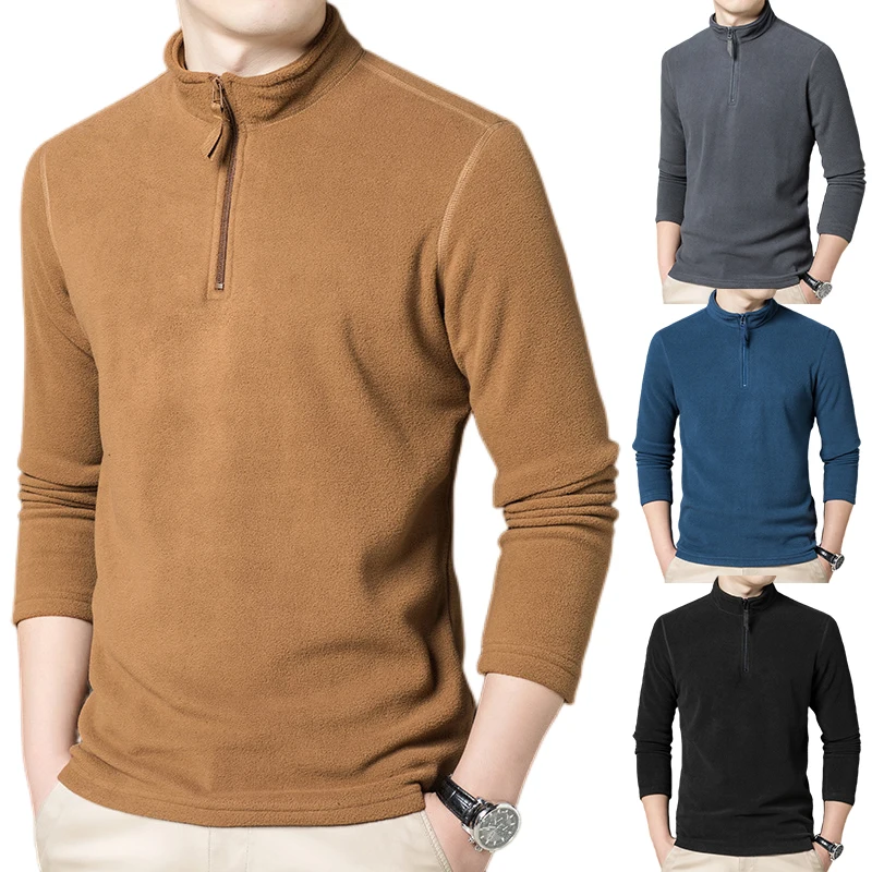 Top Trends: Autumn Outdoor Men&#039;s Tactical Fleece Hiking Sweaters 1 / 3 Zipper Stand Neck Warm Pullover Quality Male Slim Knitted Wool Sweaters Shoppable Styles