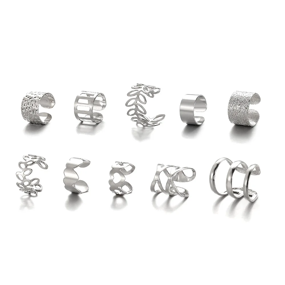 Top Trends: 10pc Stainelss Steel Clip On Ear Cuff Earrings Fake Cartilage Earrings Lot Non Piercing Clip On Earrings Set Earrings For Women Shoppable Styles - Image 4